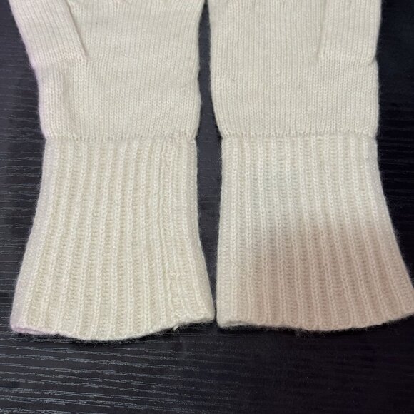 Sutton Studio 100% Cashmere Womens Ivory Knit Gloves Long Ribbed Cuff One Size - Picture 4 of 9